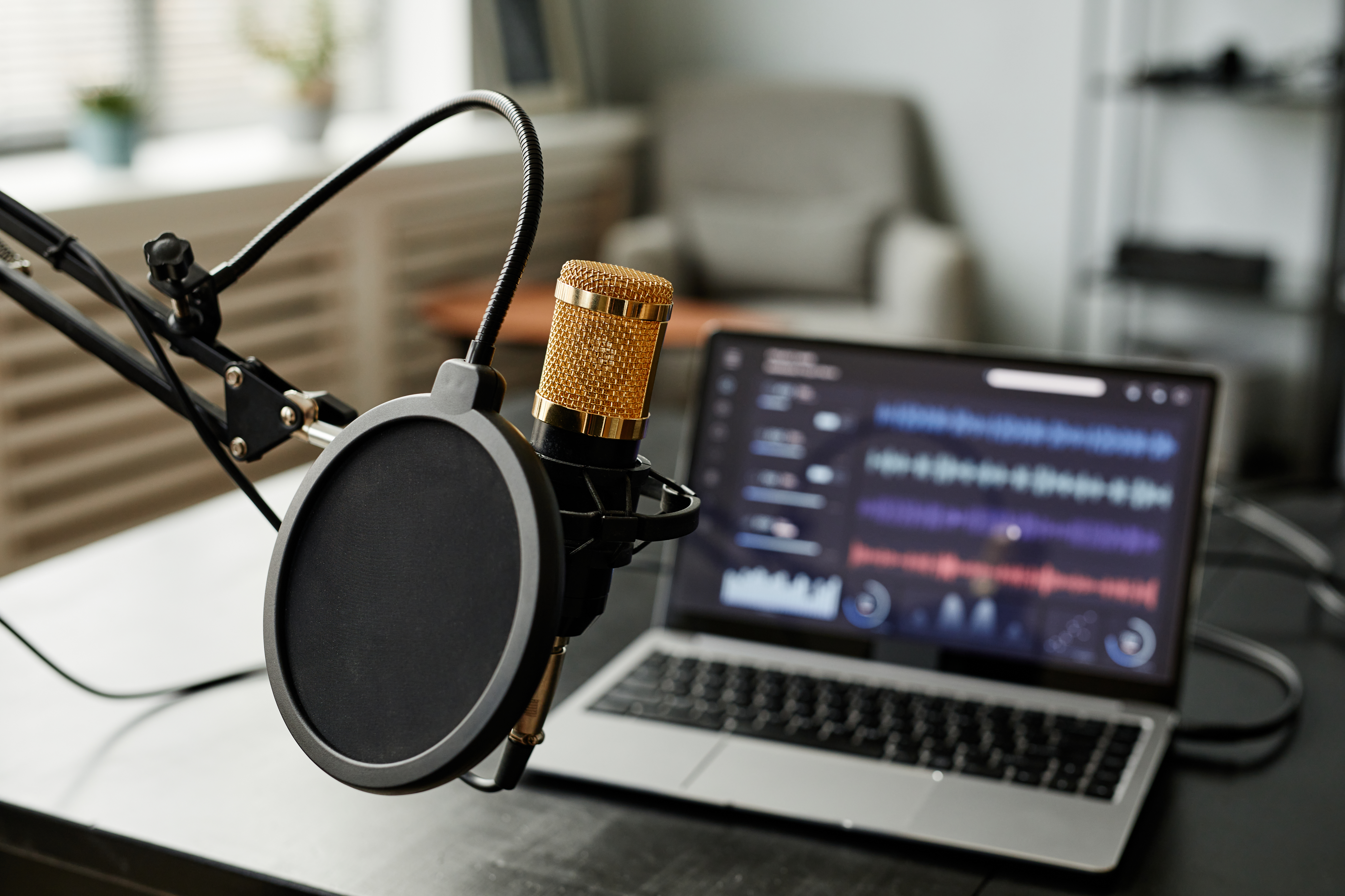 microphone in recording studio